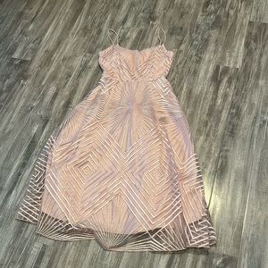 Pink geometric shimmer dress. Size Small. Worn once.